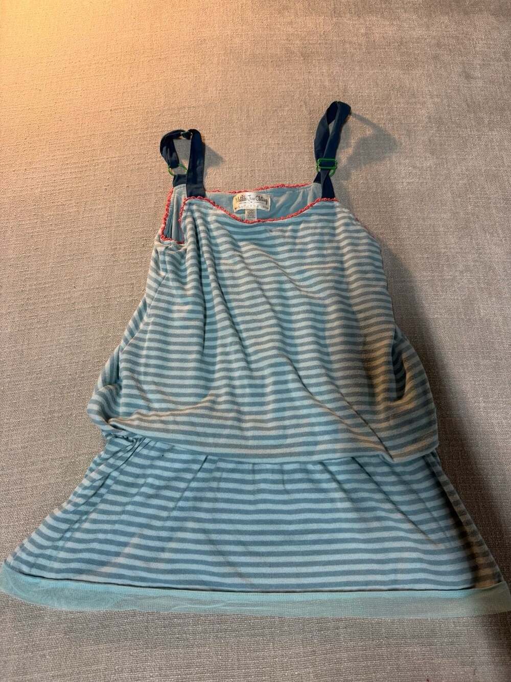 Matilda Jane Clothing Striped Tank Dress Size S Blue Gray